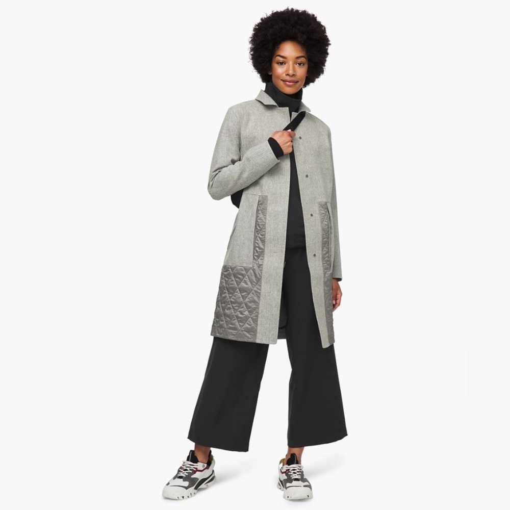 Lululemon Coat Roam Far Wool Waterproof Quilted PrimaLoft Grey Coat